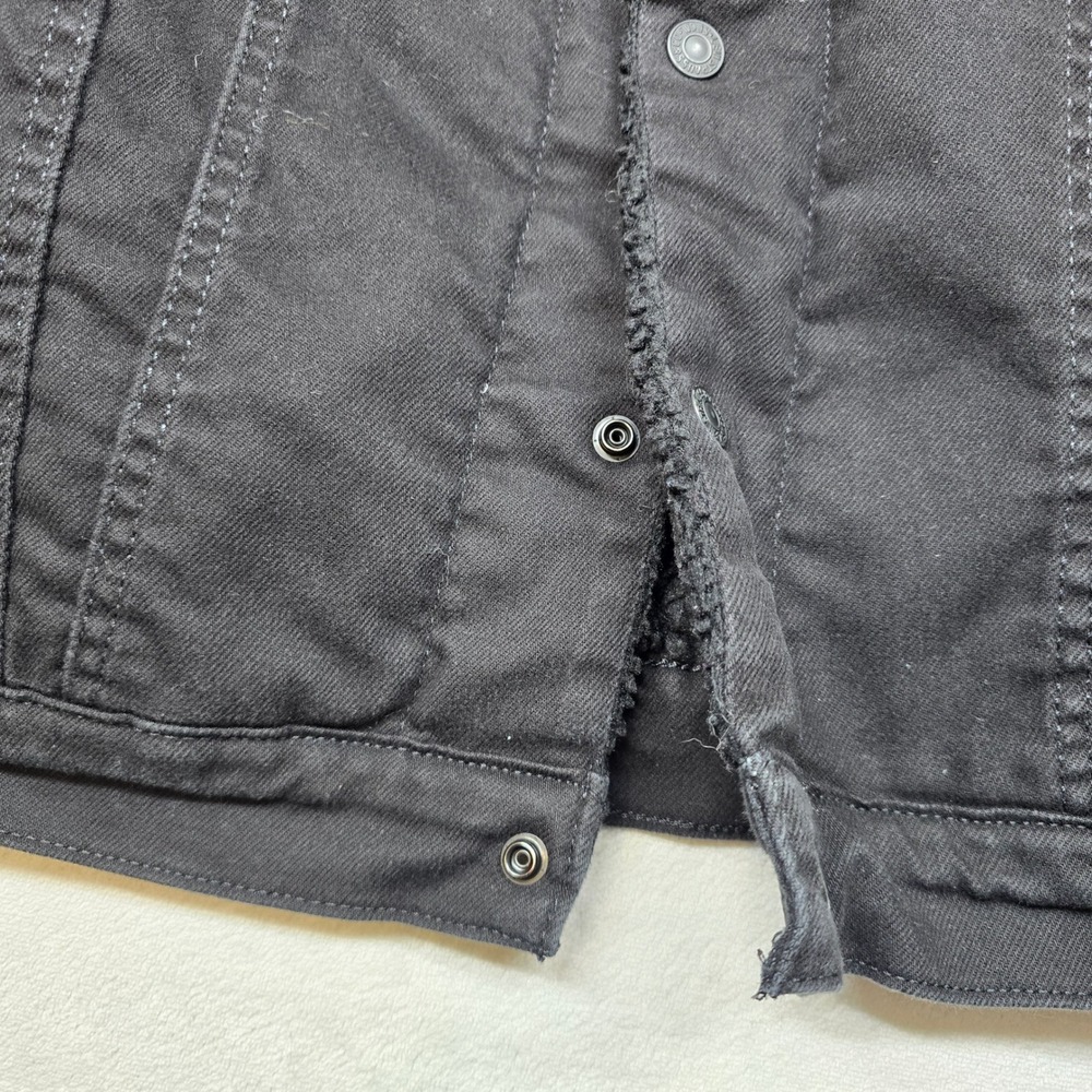 Levi Denim Sherpa Trucker‎ Jacket Women Large Black Jeans - Picture 5 of 15